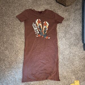 Brown Graphic Midi Dress